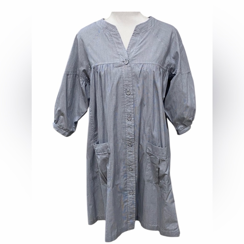 Women’s Ray Beams Button Front Shift Shirt Mini Dress  Tunic Size Small